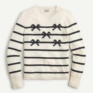 J. Crew Cashmere Crewneck with Bow Stripes
